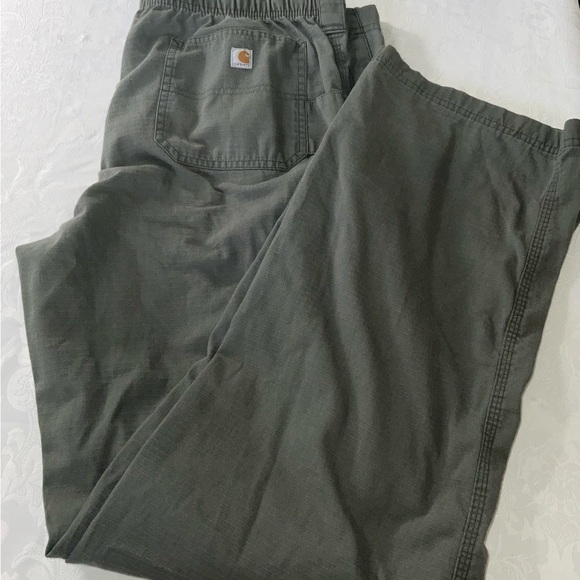 Carhartt Green Drawstring Button Pull On Hiking Cargo Pant Mens Size Medium Tall - Picture 1 of 11